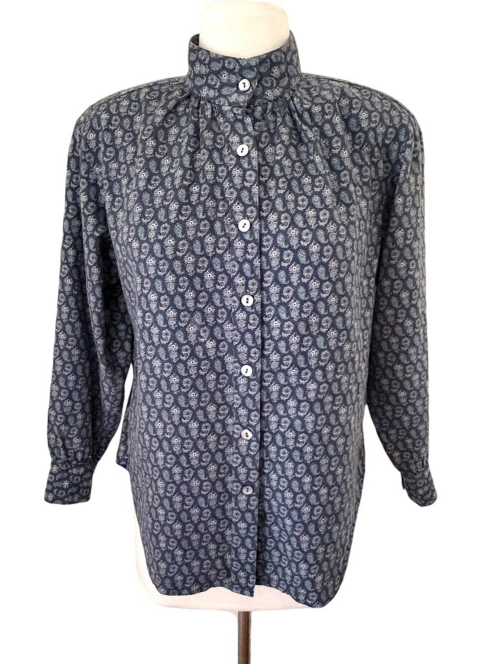 vtg 80s PORTS paisley print blouse sz 6 cotton wool blend
